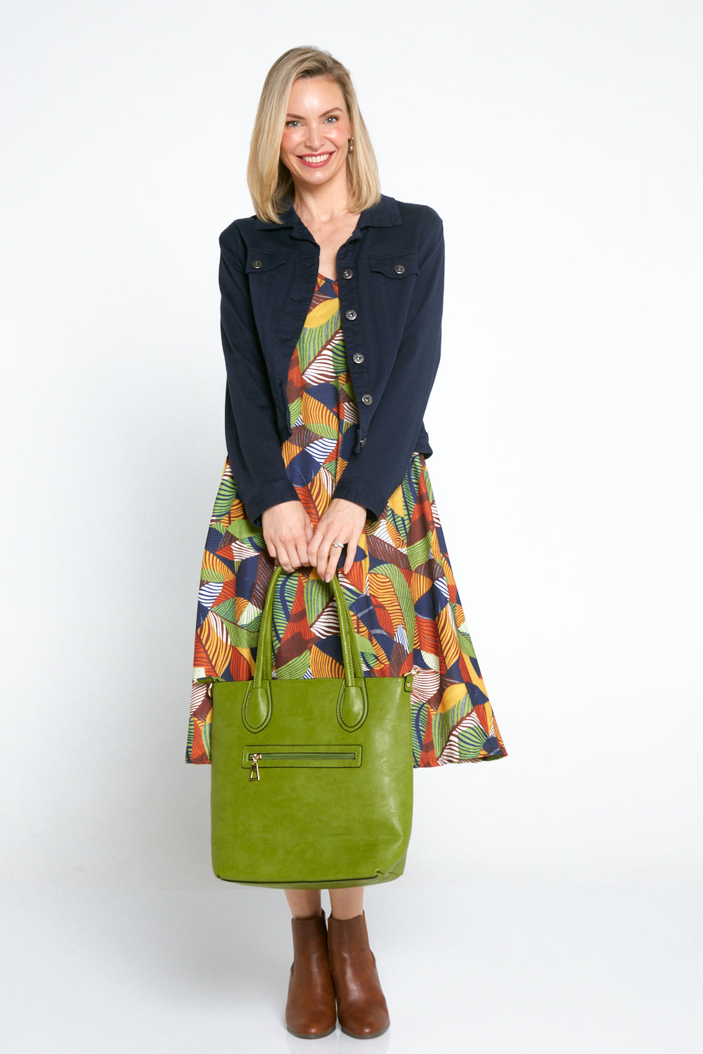 Olivia Tote Bag & Clutch - Green