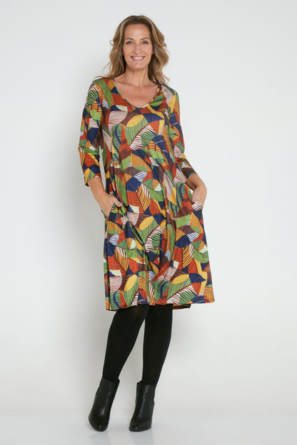 Christobel Sleeved Dress - Autumnal