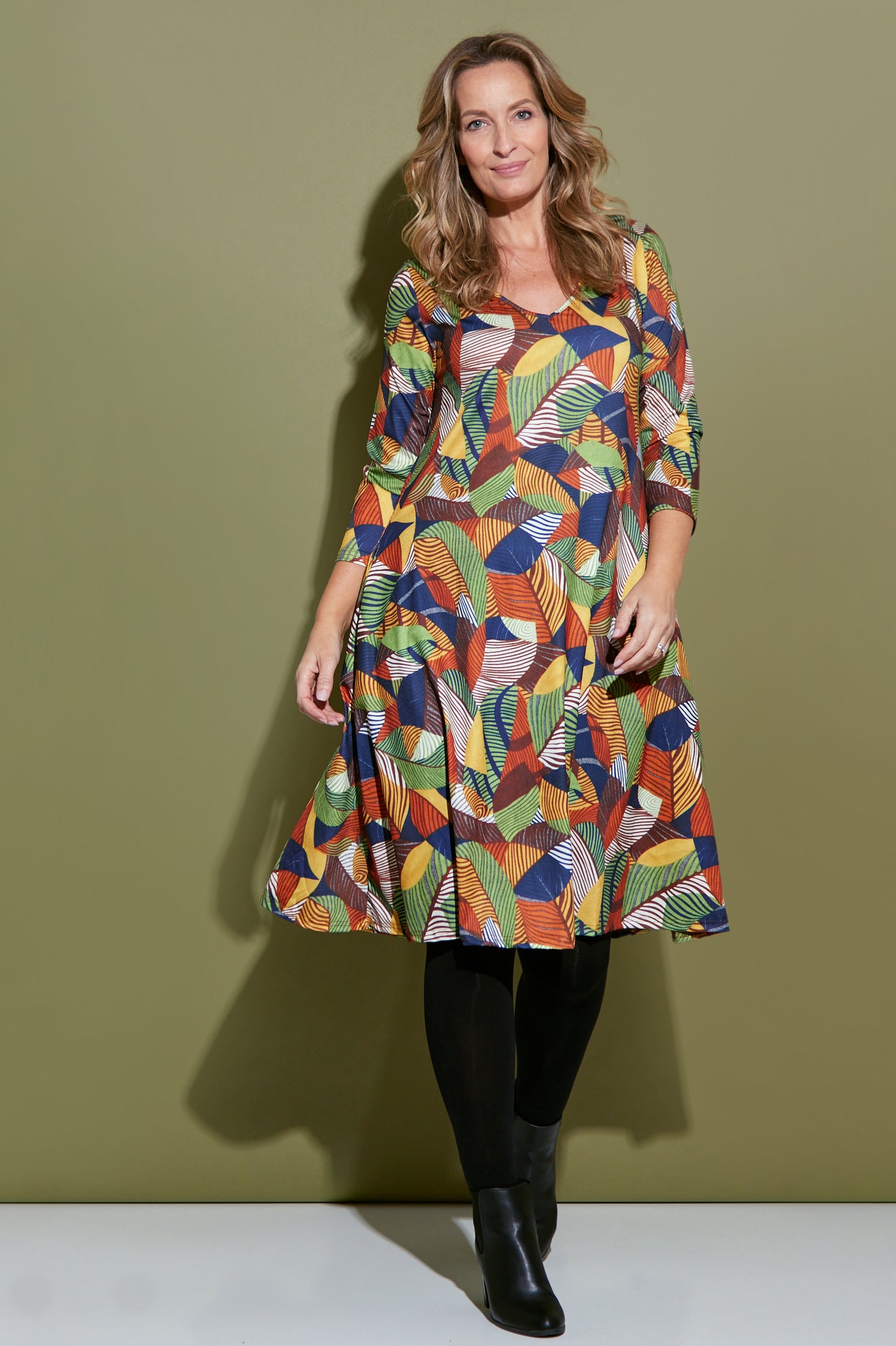 Christobel Sleeved Dress - Autumnal