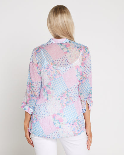 Georgette Digital Print Shirt - Wildflower Gingham