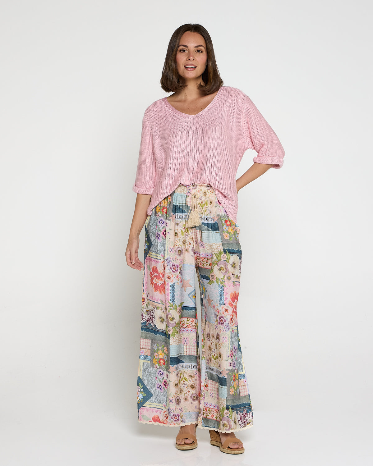 Clementine Wide Leg Pants - Springtime Countryside