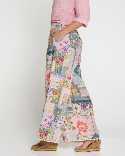 Clementine Wide Leg Pants - Springtime Countryside