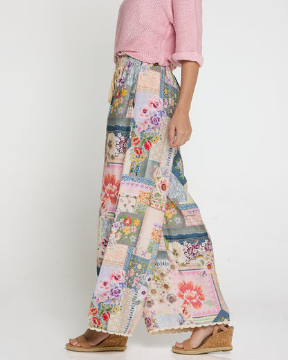 Clementine Wide Leg Pants - Springtime Countryside