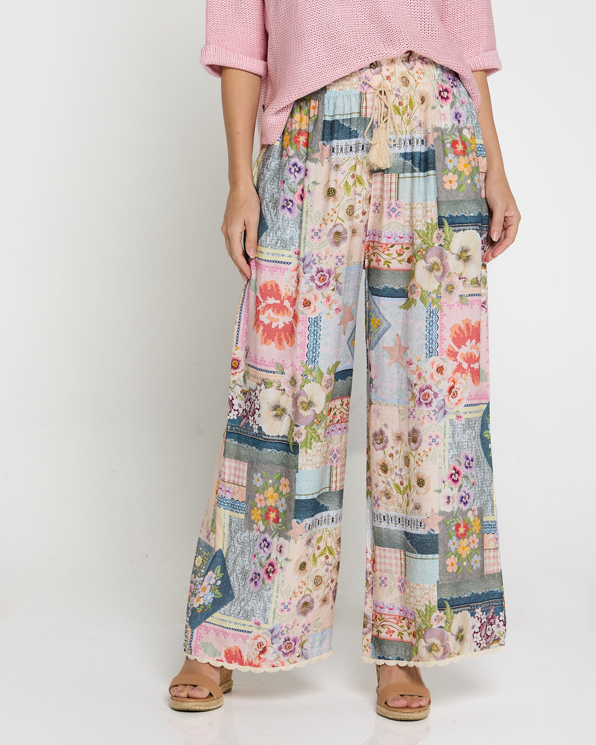 Clementine Wide Leg Pants - Springtime Countryside