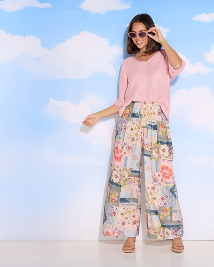 Clementine Wide Leg Pants - Springtime Countryside