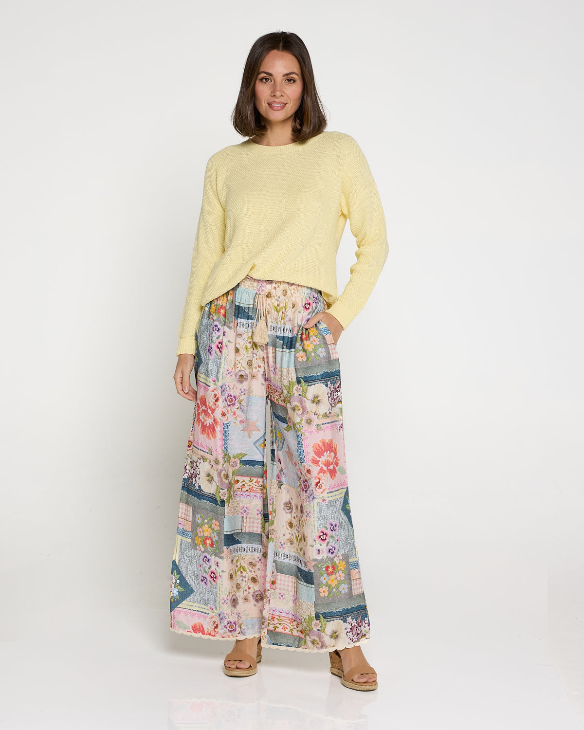 Clementine Wide Leg Pants - Springtime Countryside