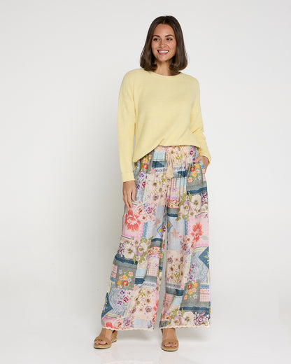 Clementine Wide Leg Pants - Springtime Countryside