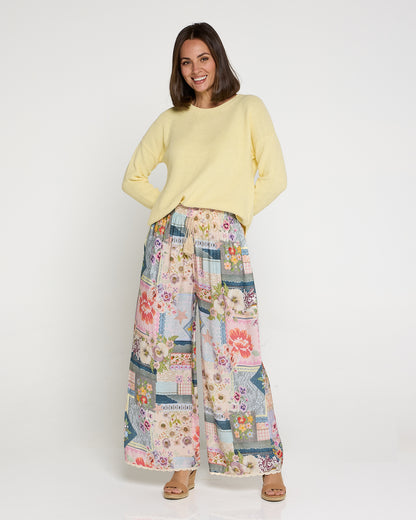Clementine Wide Leg Pants - Springtime Countryside