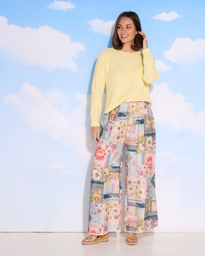 Clementine Wide Leg Pants - Springtime Countryside