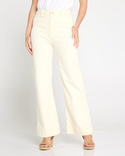 Cher Wide Leg Jeans - Butter Yellow