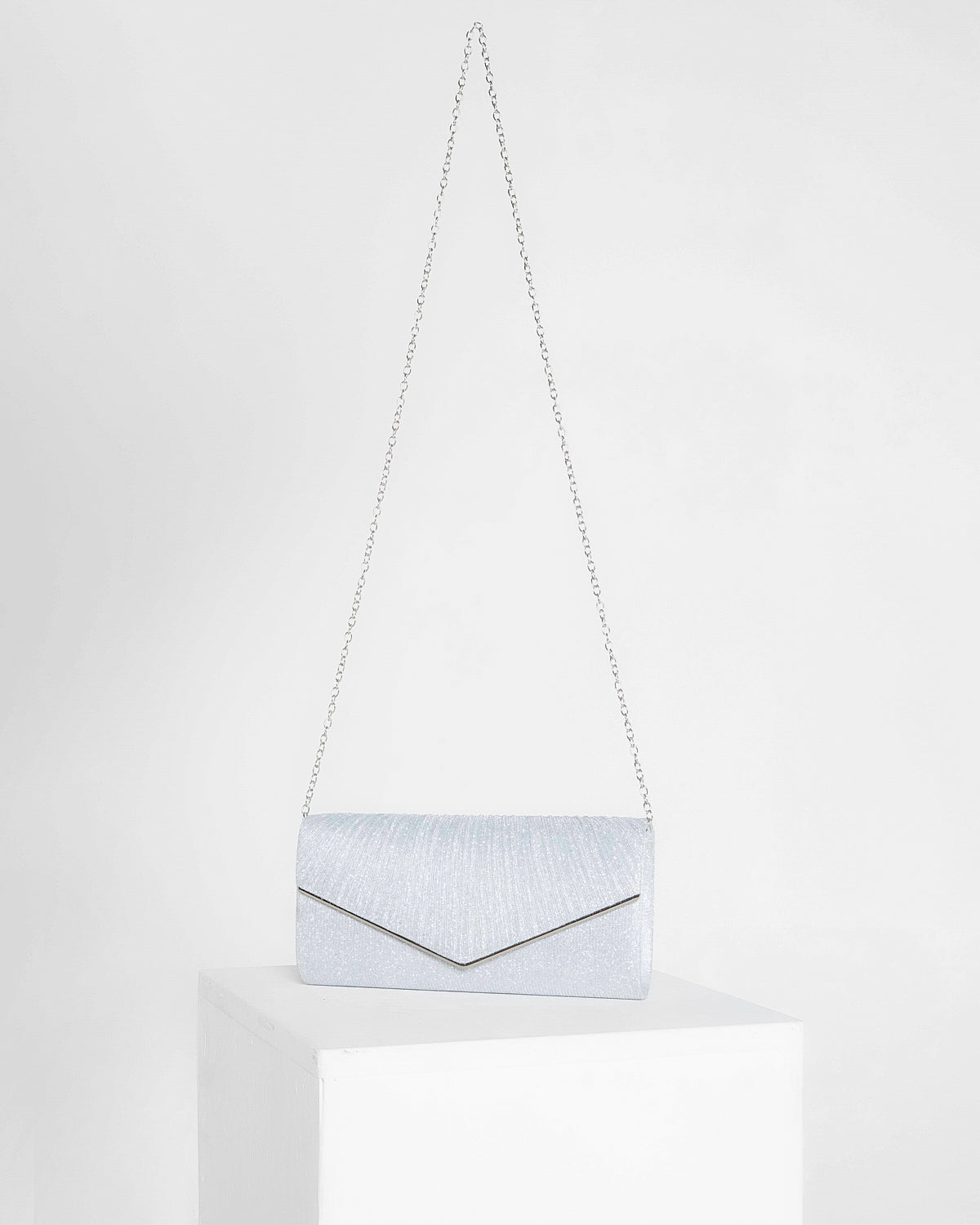 Diana Shimmer Envelope Clutch - Silver