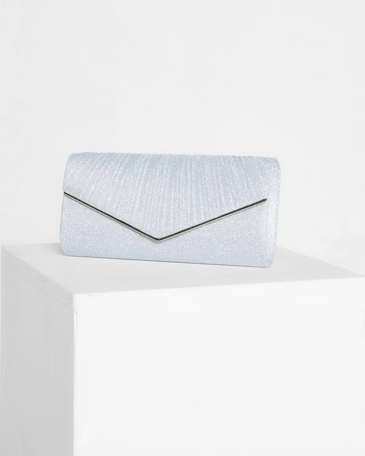 Diana Shimmer Envelope Clutch - Silver