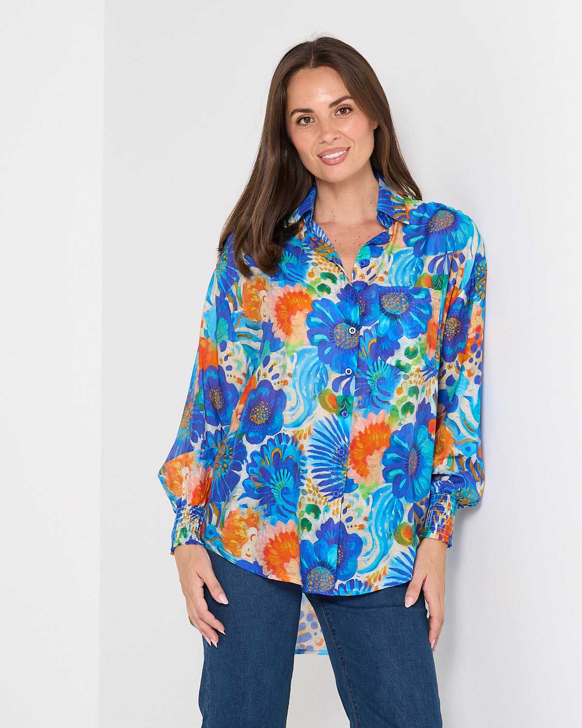 Serenity Tencel Shirt - Azure Garden