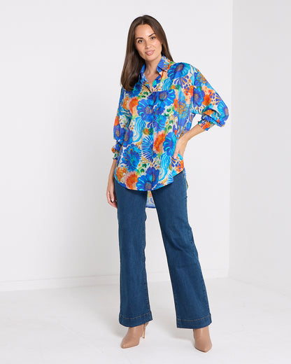 Serenity Tencel Shirt - Azure Garden