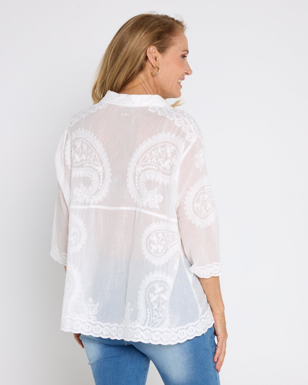 Cora Embroidered Cotton Shirt - Ivory