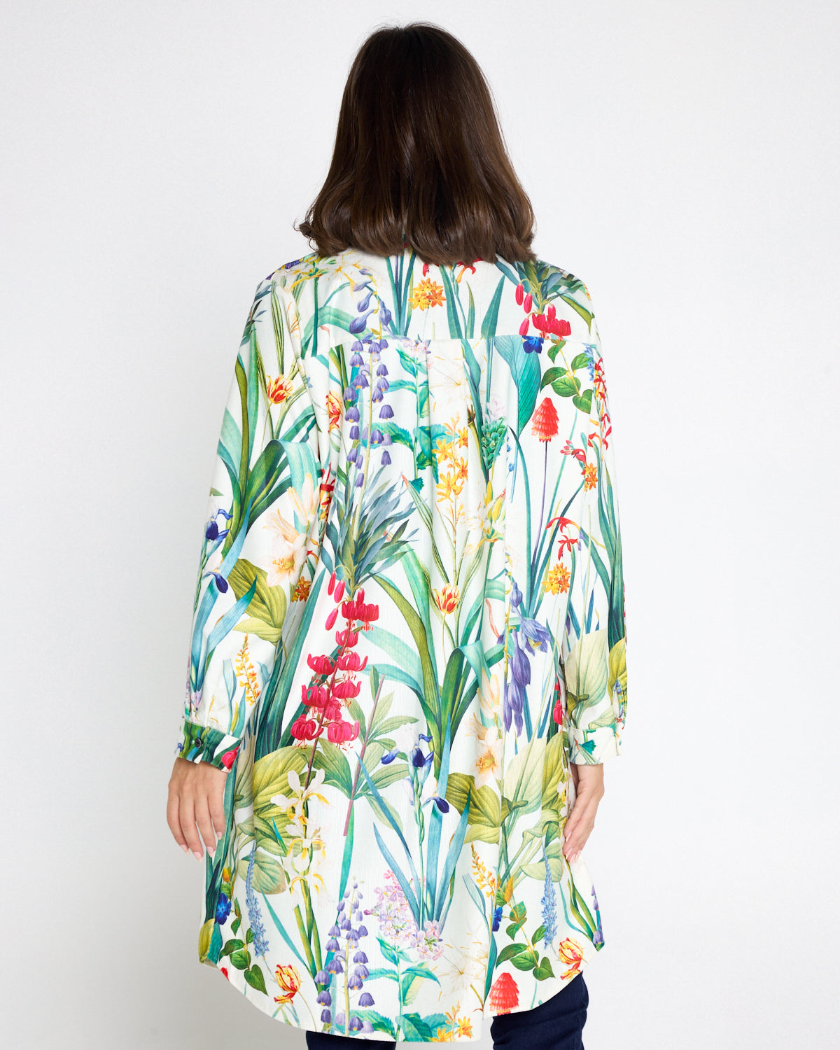 Parmila Corduroy Overshirt - Mint Floral Garden