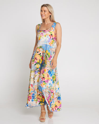 Costa Brava Scallop Strap Dress - Seaside Vista