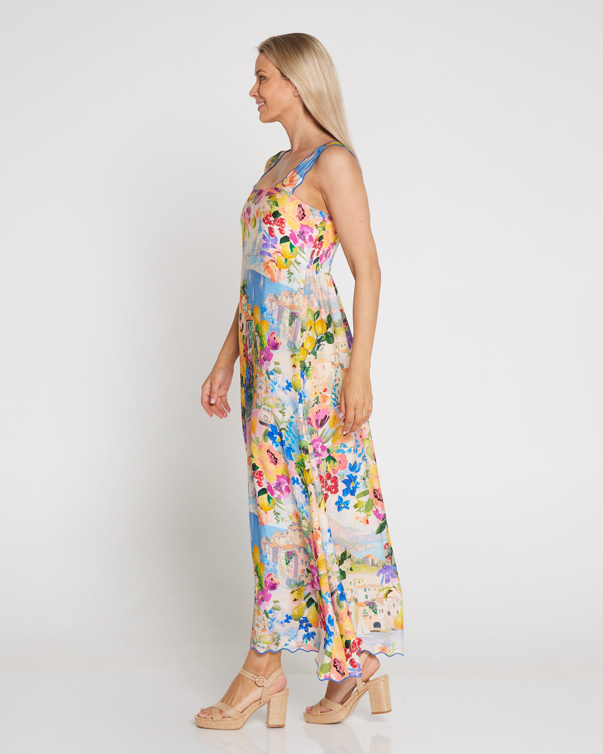 Costa Brava Scallop Strap Dress - Seaside Vista