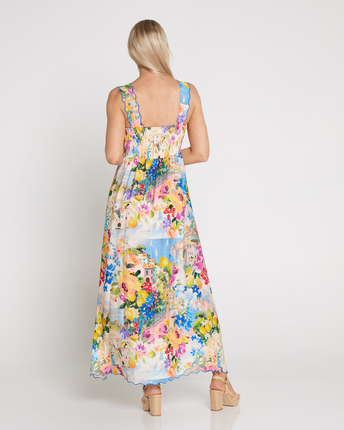 Costa Brava Scallop Strap Dress - Seaside Vista