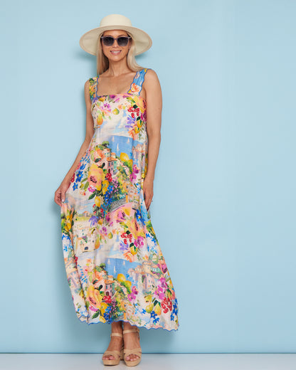 Costa Brava Scallop Strap Dress - Seaside Vista