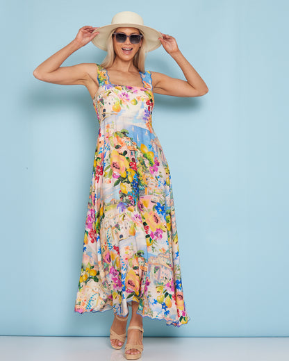 Costa Brava Scallop Strap Dress - Seaside Vista