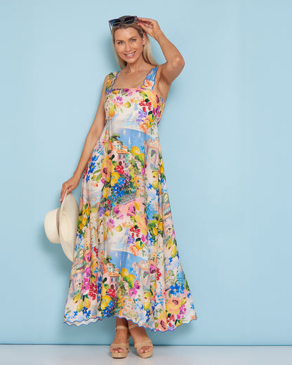 Costa Brava Scallop Strap Dress - Seaside Vista
