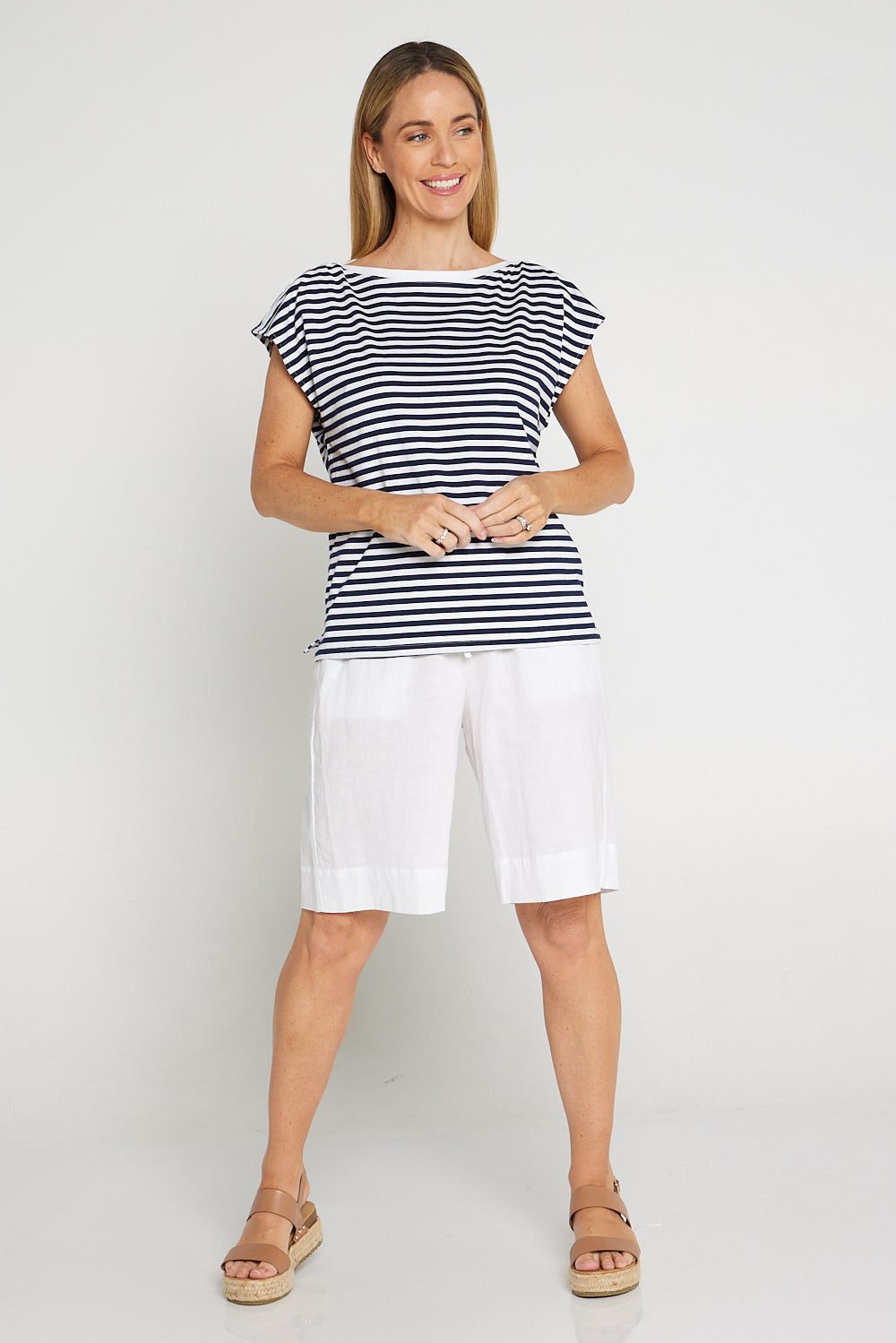 Zhuri Linen & Cotton Shorts - White