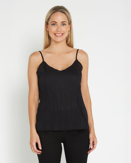 Orientique Reversible Cotton Cami - Black