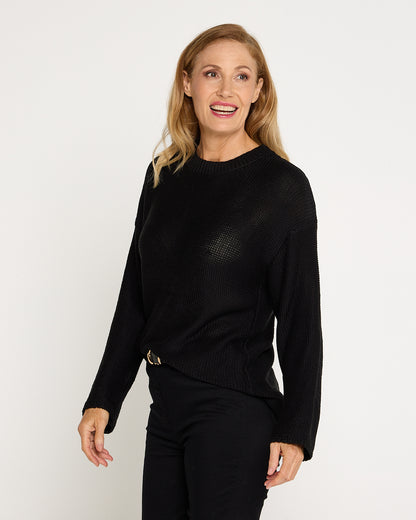Esme Knit Crew Neck Jumper - Black