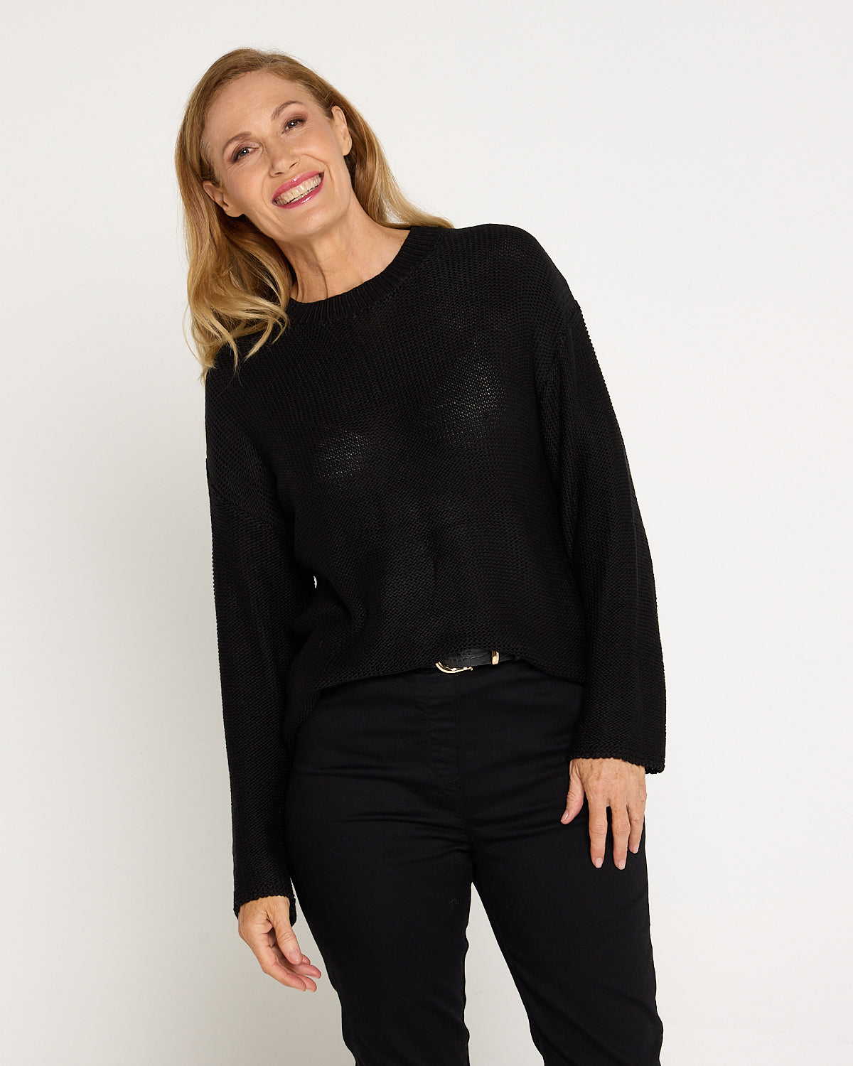 Esme Knit Crew Neck Jumper - Black