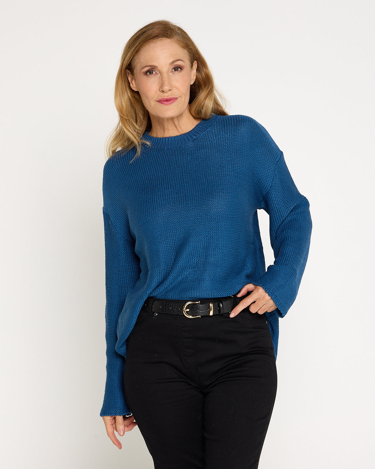 Esme Knit Crew Neck Jumper - Blue