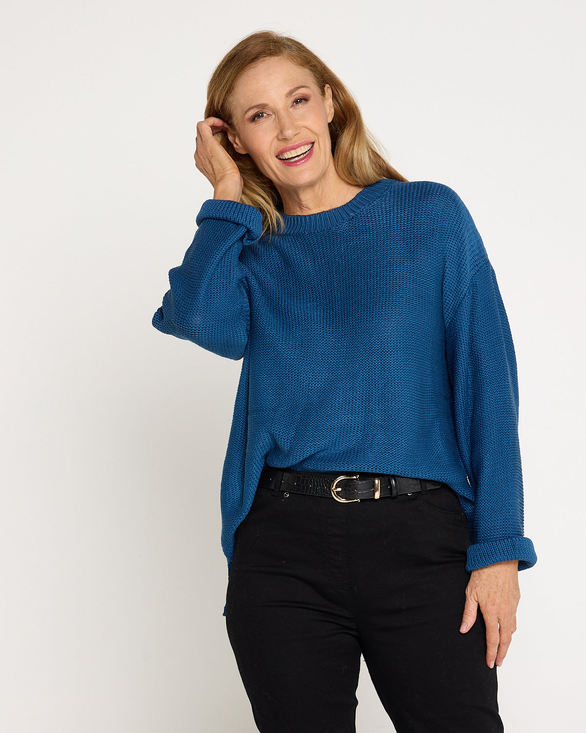 Esme Knit Crew Neck Jumper - Blue