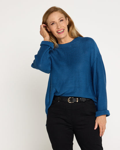 Esme Knit Crew Neck Jumper - Blue