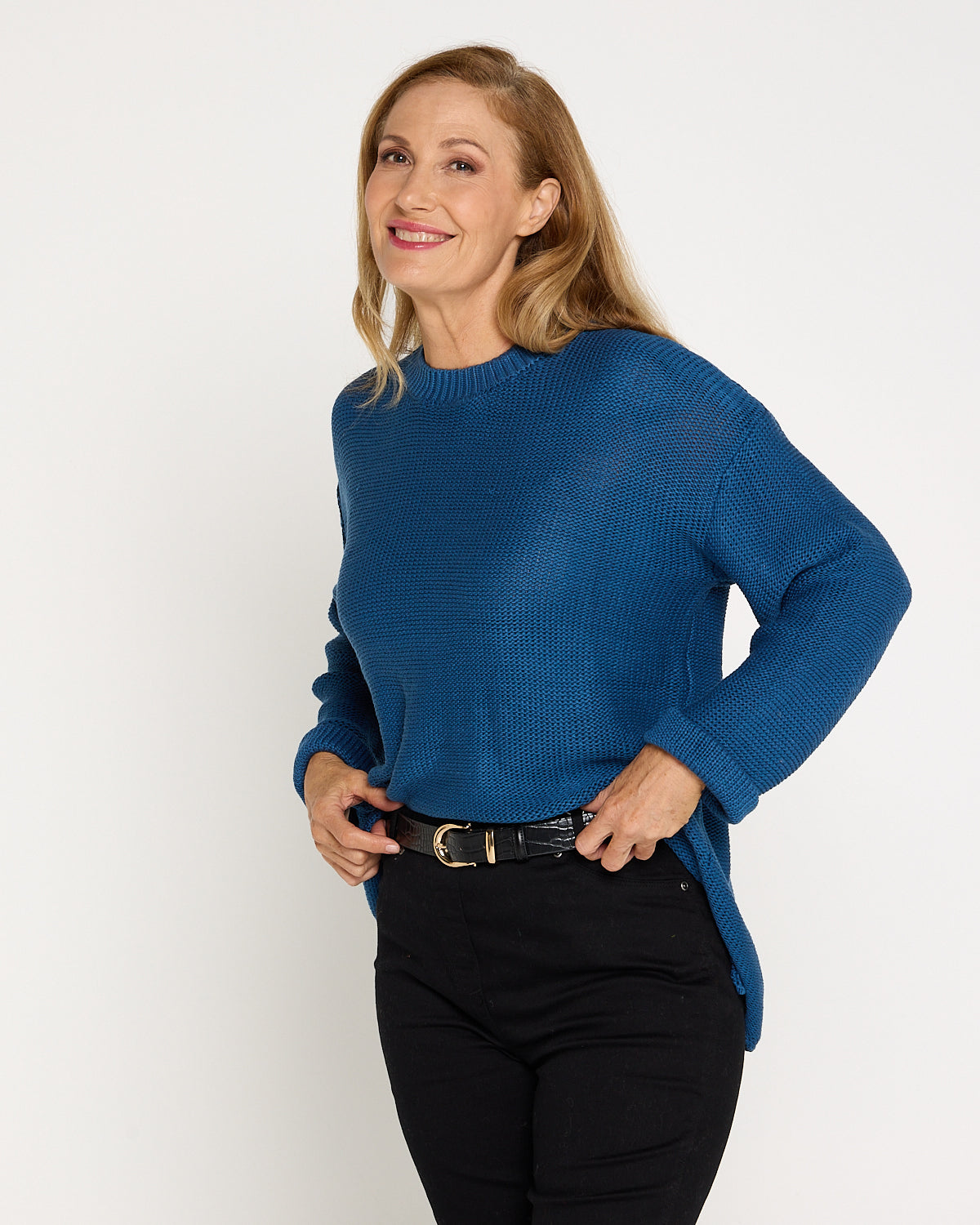 Esme Knit Crew Neck Jumper - Blue