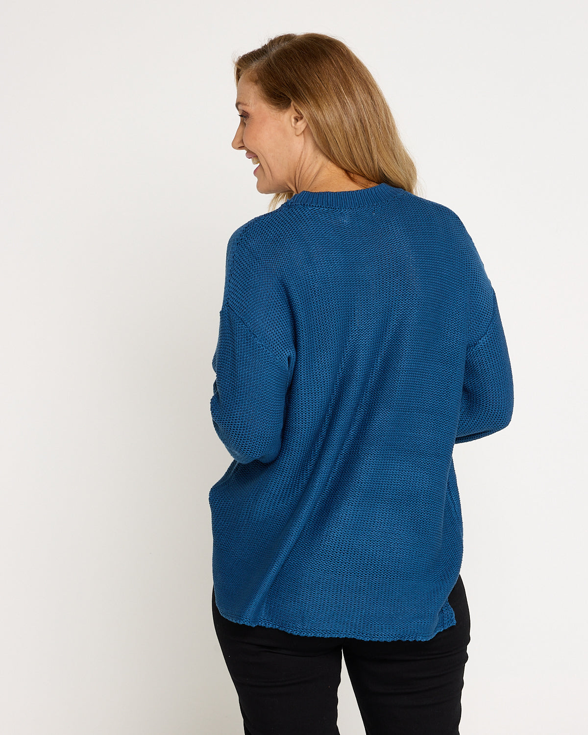 Esme Knit Crew Neck Jumper - Blue