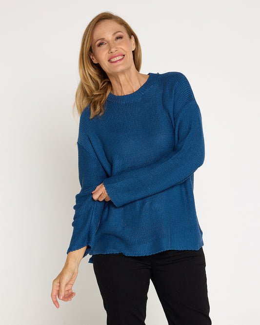 Esme Knit Crew Neck Jumper - Blue
