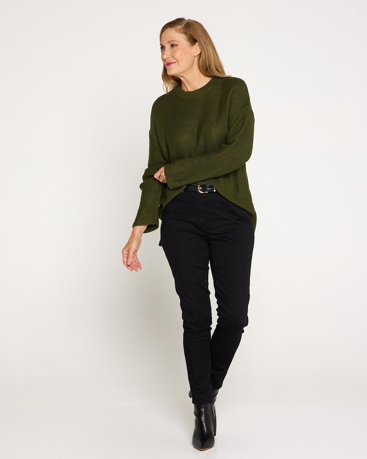 Esme Knit Crew Neck Jumper - Khaki