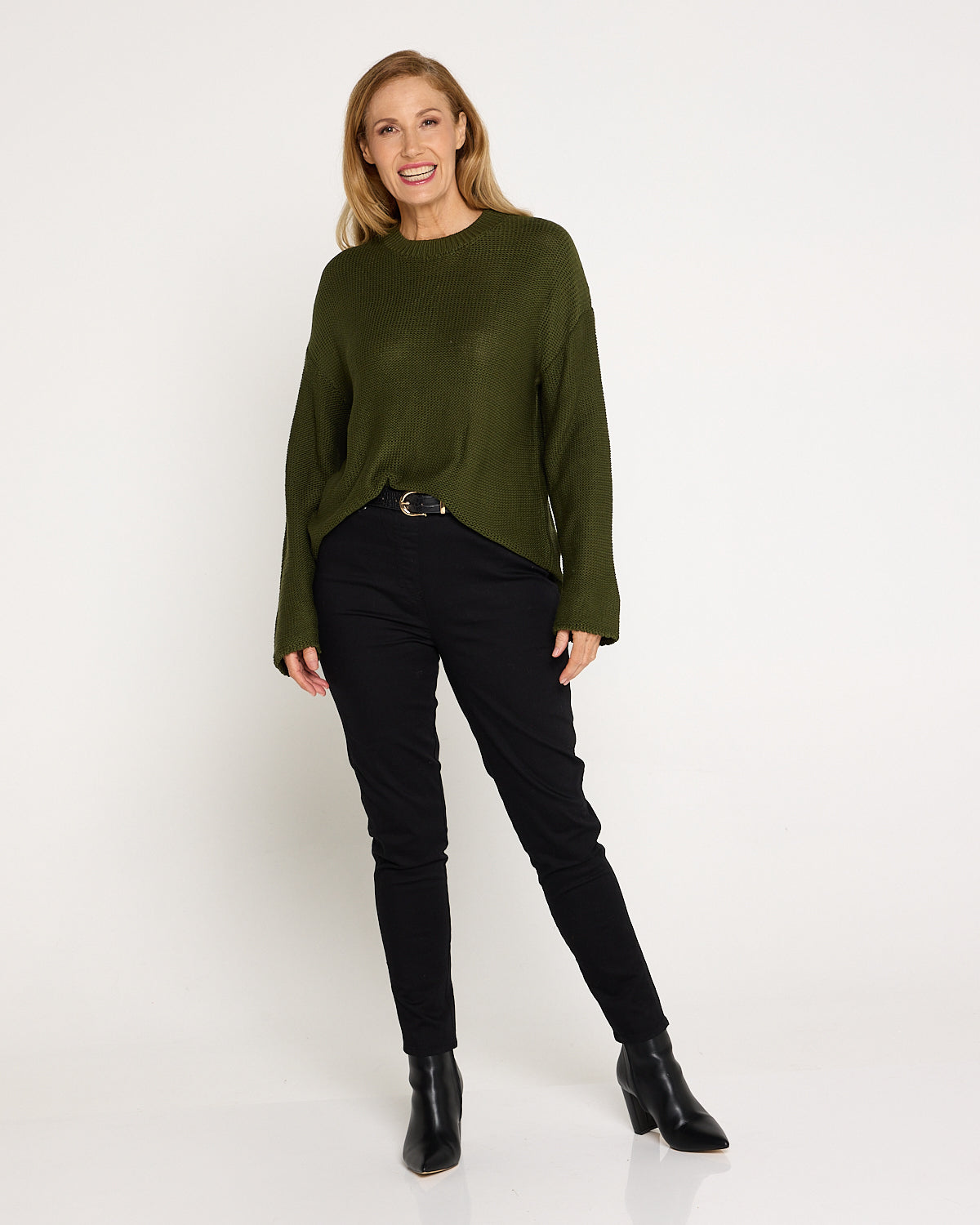 Esme Knit Crew Neck Jumper - Khaki