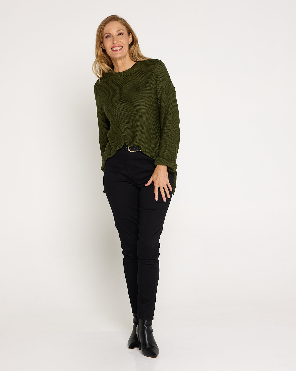 Esme Knit Crew Neck Jumper - Khaki
