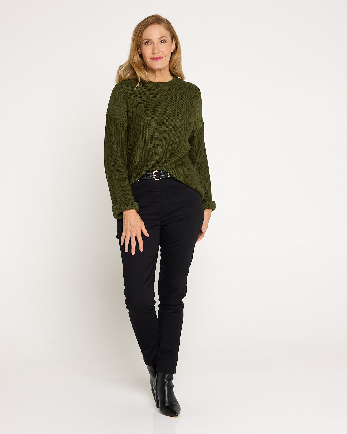 Esme Knit Crew Neck Jumper - Khaki