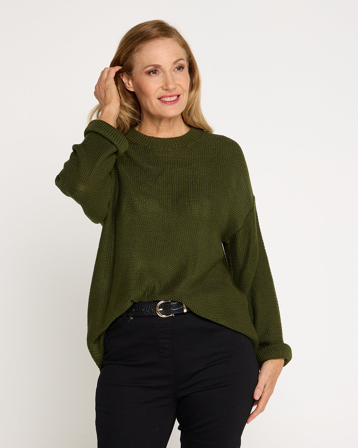 Esme Knit Crew Neck Jumper - Khaki