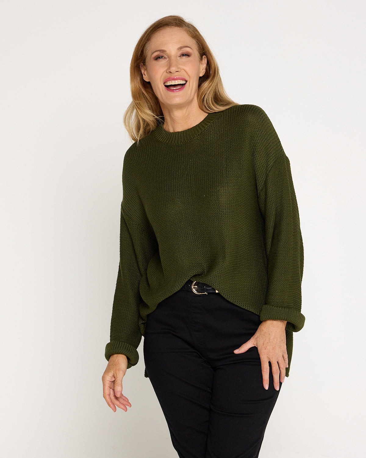 Esme Knit Crew Neck Jumper - Khaki