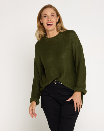 Esme Knit Crew Neck Jumper - Khaki