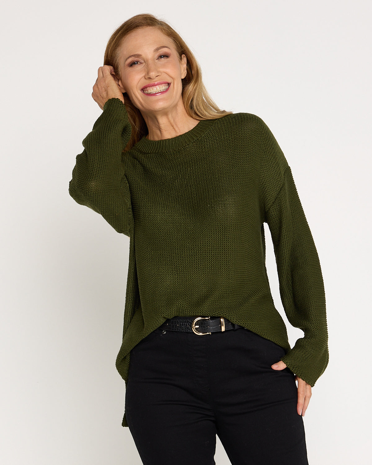 Esme Knit Crew Neck Jumper - Khaki