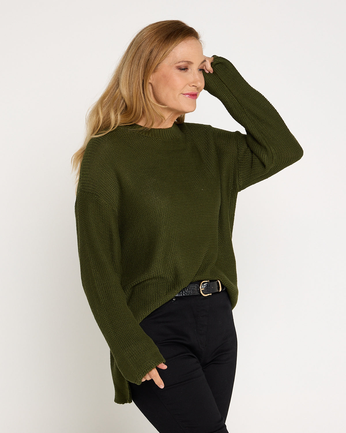 Esme Knit Crew Neck Jumper - Khaki