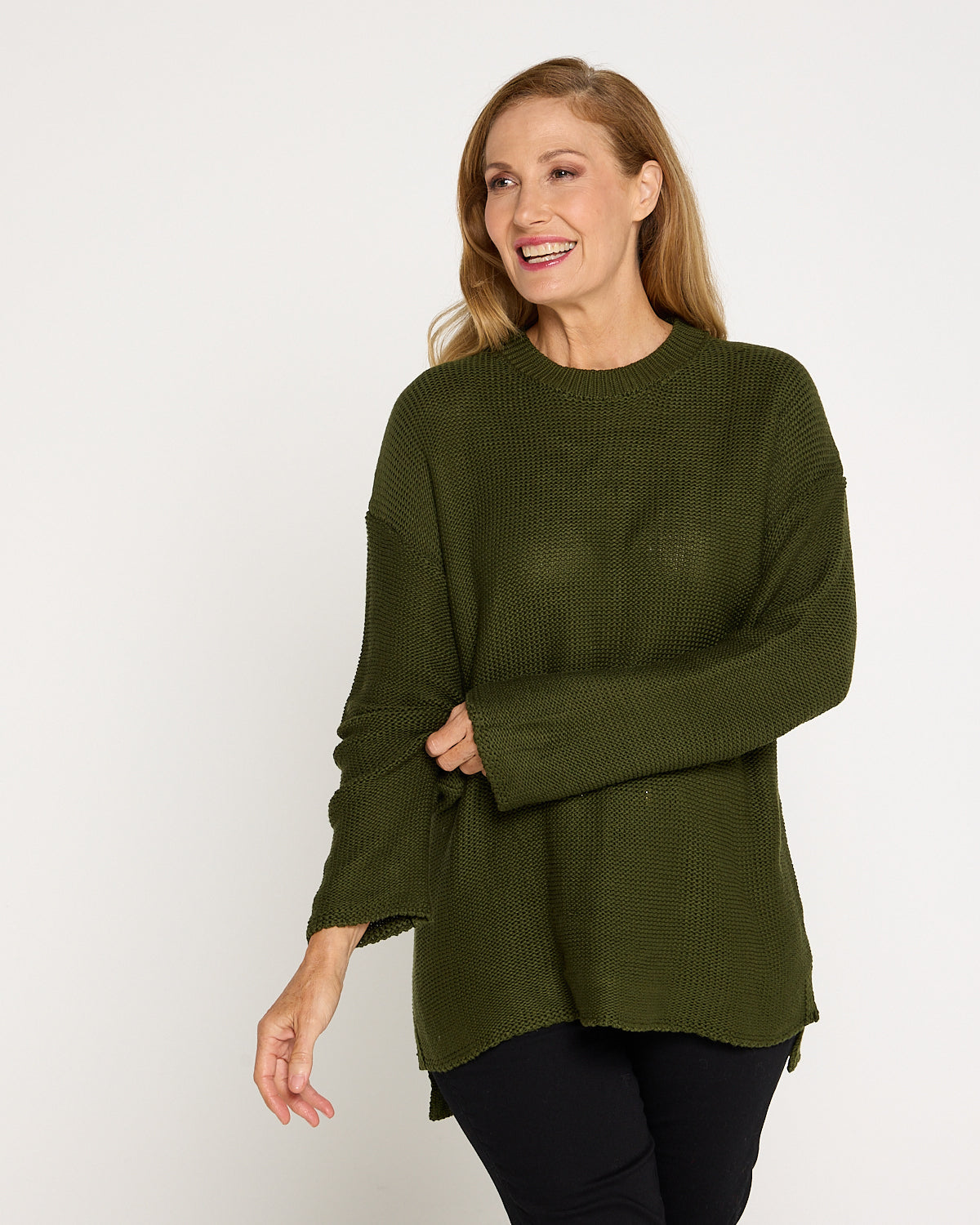 Esme Knit Crew Neck Jumper - Khaki