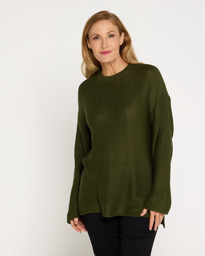 Esme Knit Crew Neck Jumper - Khaki
