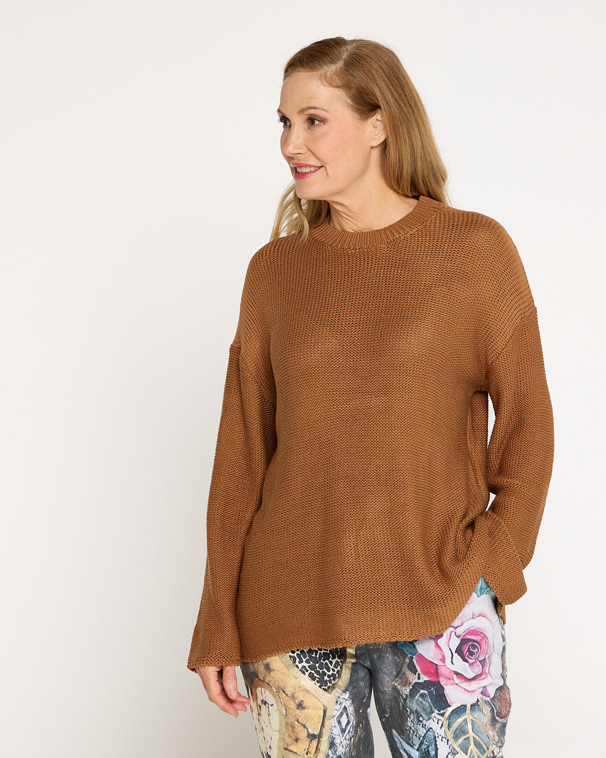 Esme Knit Crew Neck Jumper - Brown