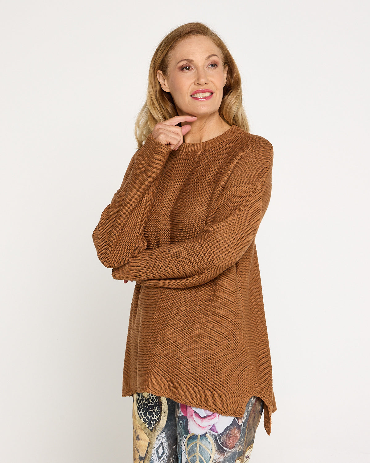 Esme Knit Crew Neck Jumper - Brown