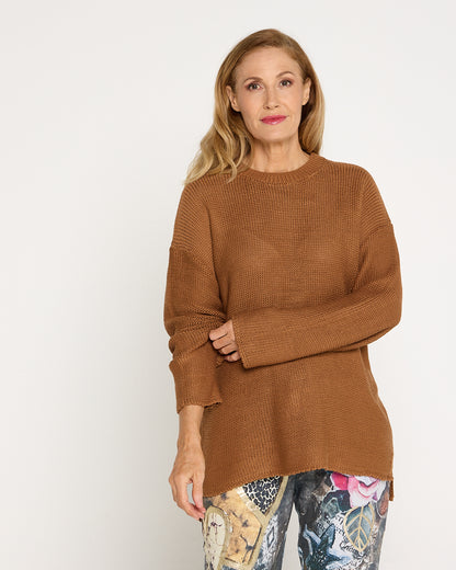 Esme Knit Crew Neck Jumper - Brown